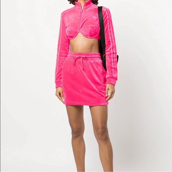 ADIDAS X Jeremy Scott Solar Pink Velour Skirt X Small - Picture 3 of 5